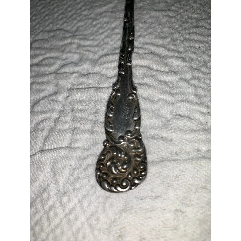 Antique STERLING Silver Sugar Spoon Ornate Victorian Edwardian Rococo Swirl 28g